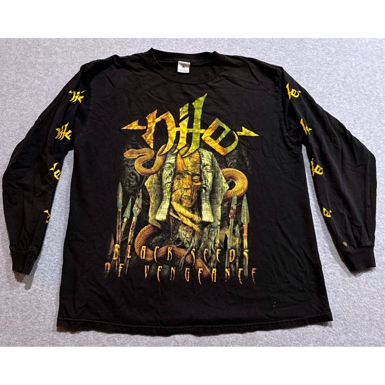 Nile Black Seeds of Vengeance Long Sleeve Band Shirt Black L Death Metal Vtg