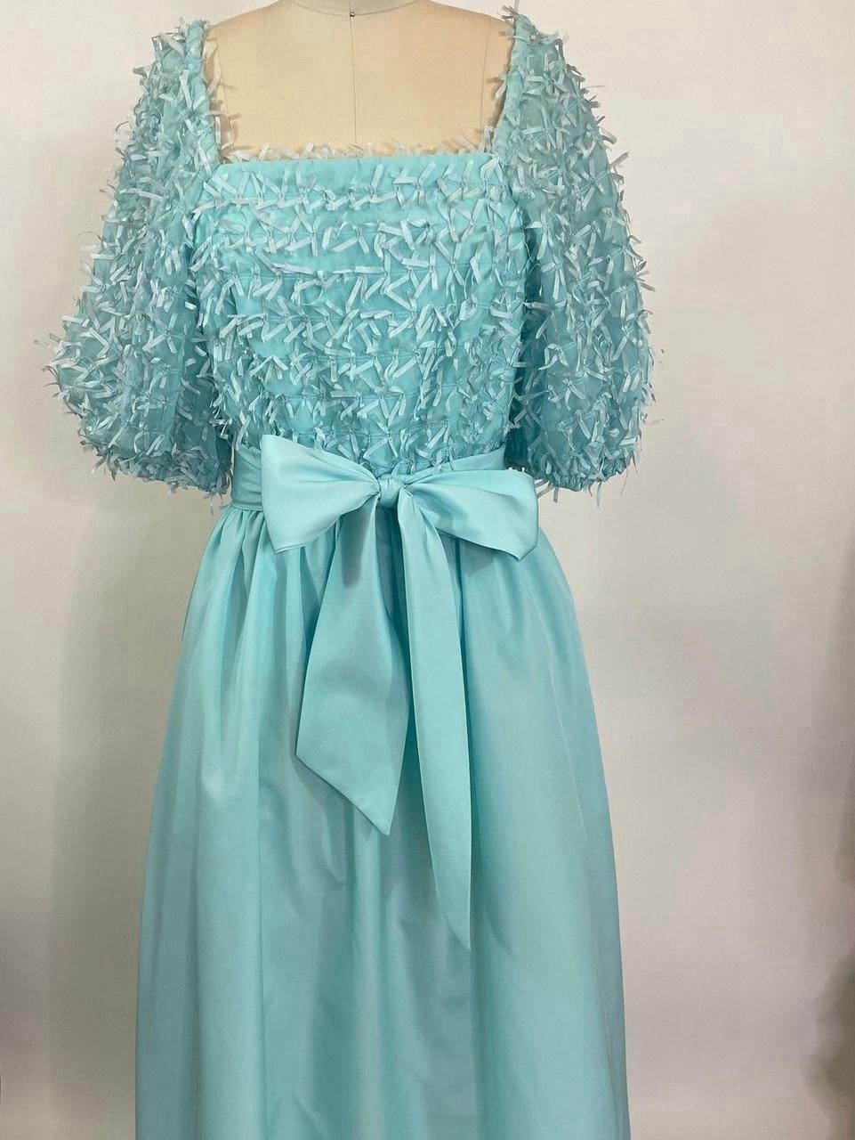 JoEd Sophisticates 1960s Vintage Blue Tea Length Dress Size 6 Pockets Bow