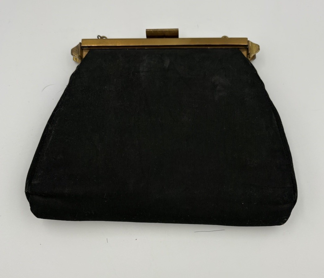 Vintage Edward’s Bags Ltd. MCM Clutch Purse Peach Satin Gold And Black