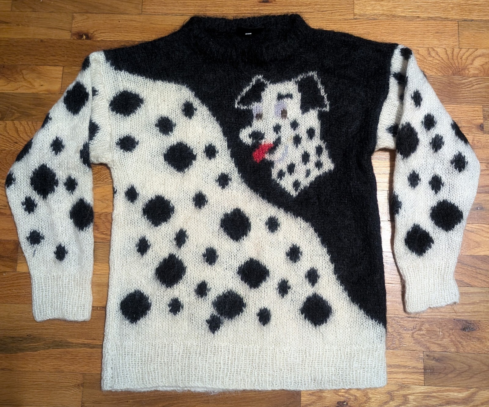 Vtg Selina Knitwear Dalmatian Dog Sweater – Medium – England – Mohair – *Read*