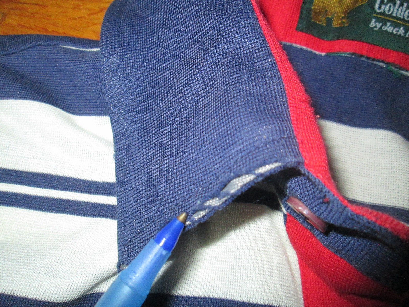 Distressed BOXY JACK NICKLAUS Vtg 90s 80s Stripe GOLDEN BEAR Golf Polo t shirt L