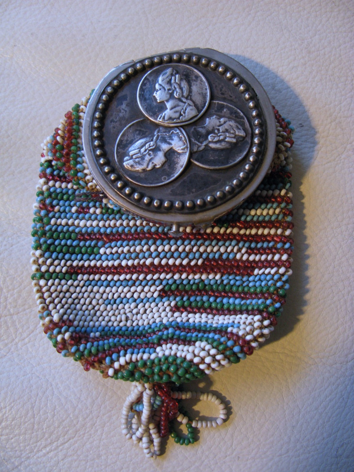 Antique Textile Victorian Art Nouveau Woman Coin Tam O Shanter Miser Purse 1800s