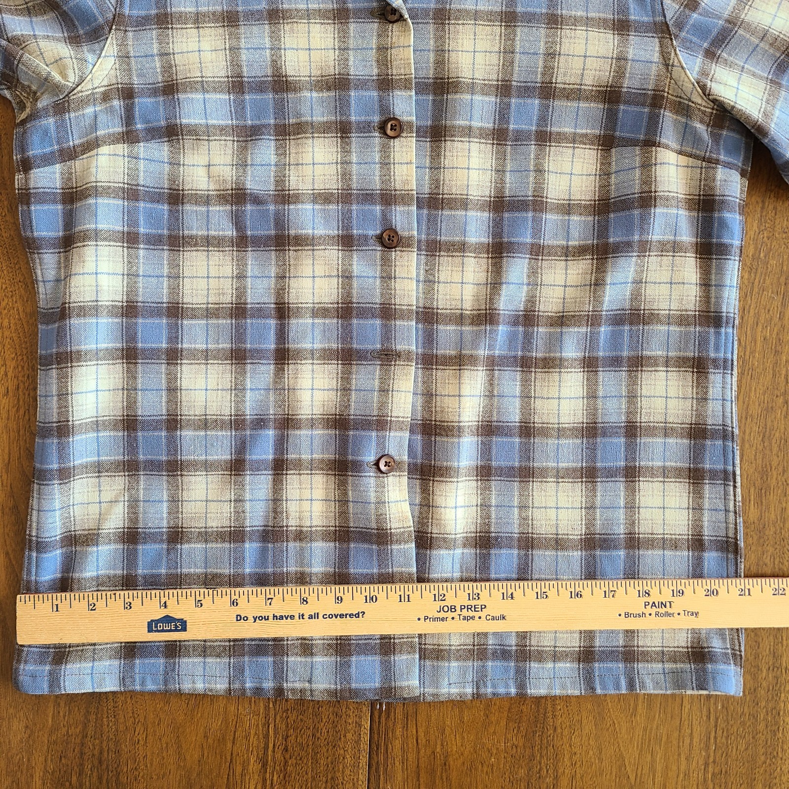 Vintage 50’s gray, blue and brown plaid shacket/shirt from Town & Country 60’s