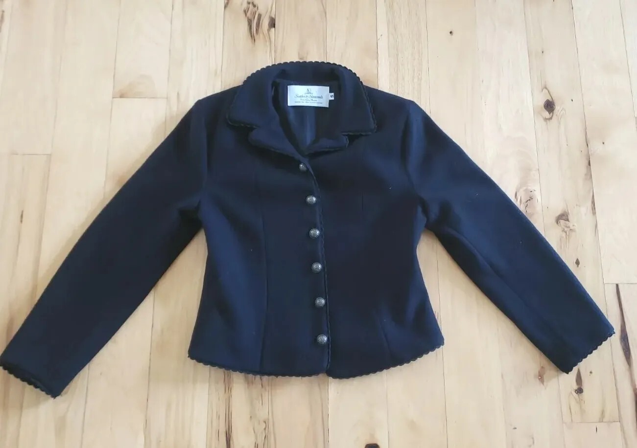 Vintage Crop Blazer Wool ~ Suttles & Seawinds ~ Lined ~Black ~Size Small