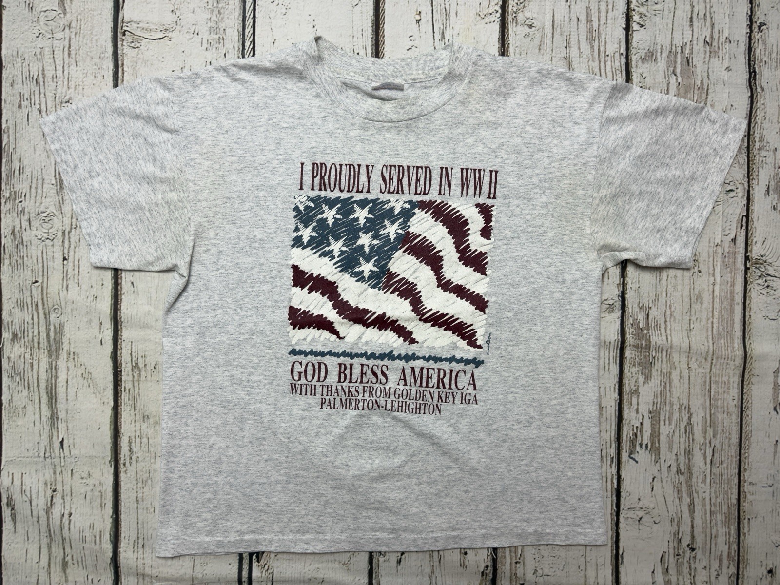 VTG I Proudly Served In WWII Golden Key IGA Palmerton Lehighton 1995 T-Shirt – L