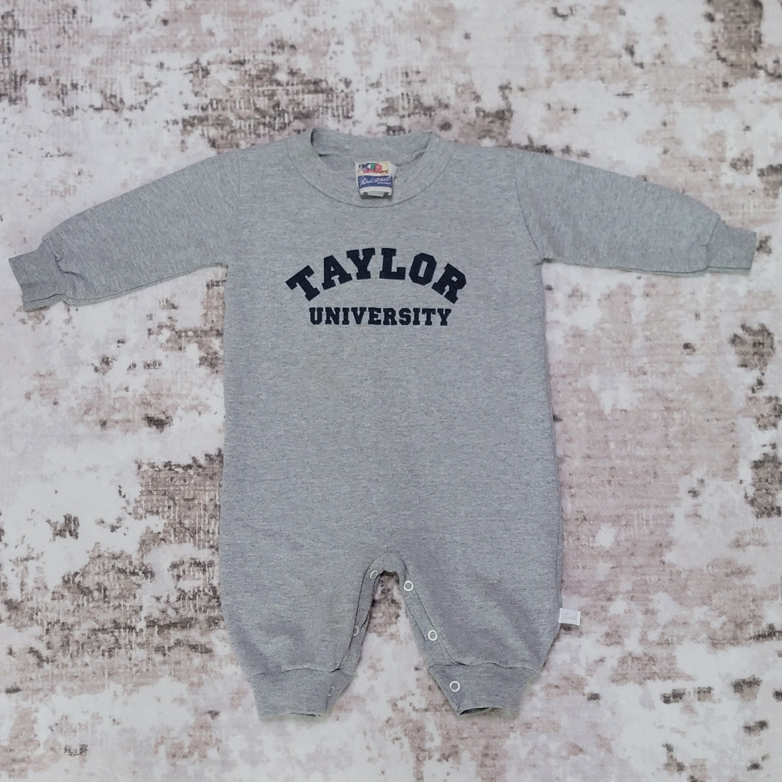 Vintage 90s Taylor University Baby Romper 12M USA Made College Gear
