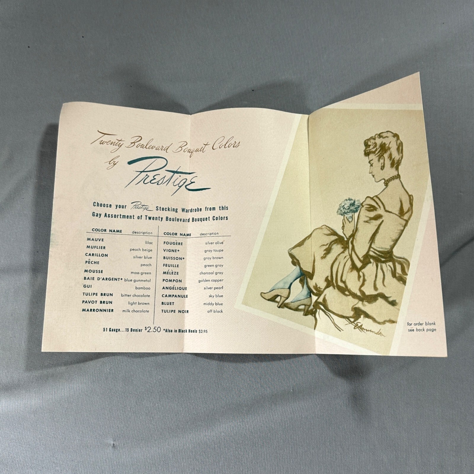 Vintage Order Brochure Prestige Boulevard Bouquet Nylons Rothchilds KCMO