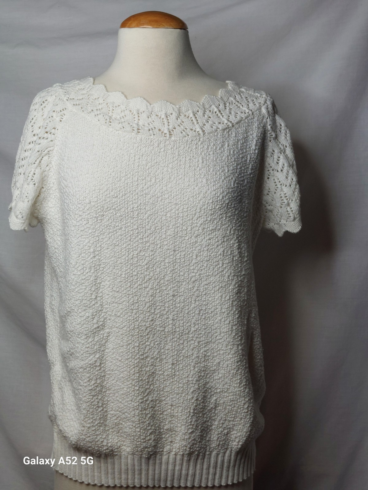 Vintage Ivory Lace Knit Top Cottagecore Coquette Soft Girl Sweater M L