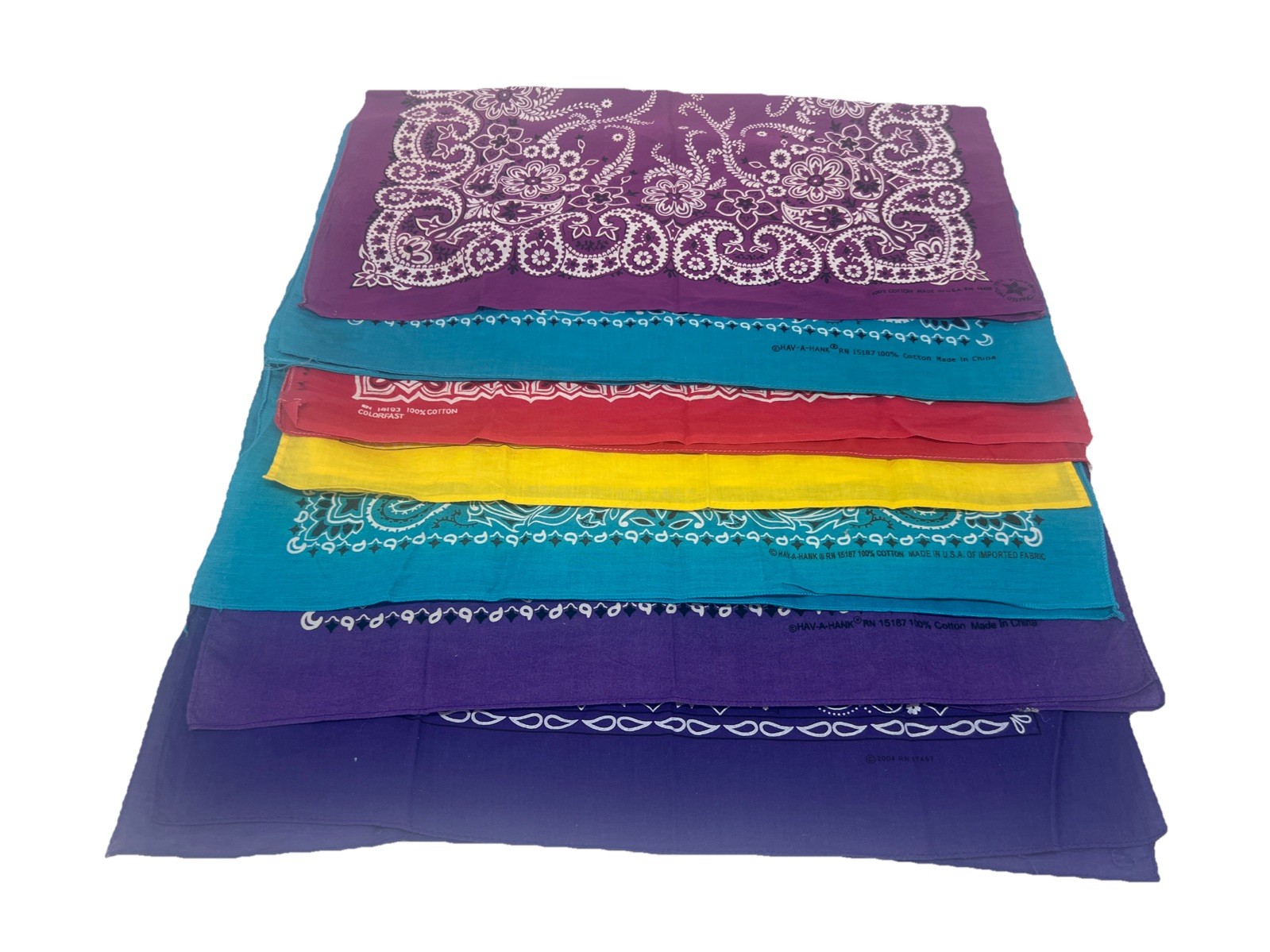 Lot Of 7 Vintage Bandanas Mix Colors And Different Brands