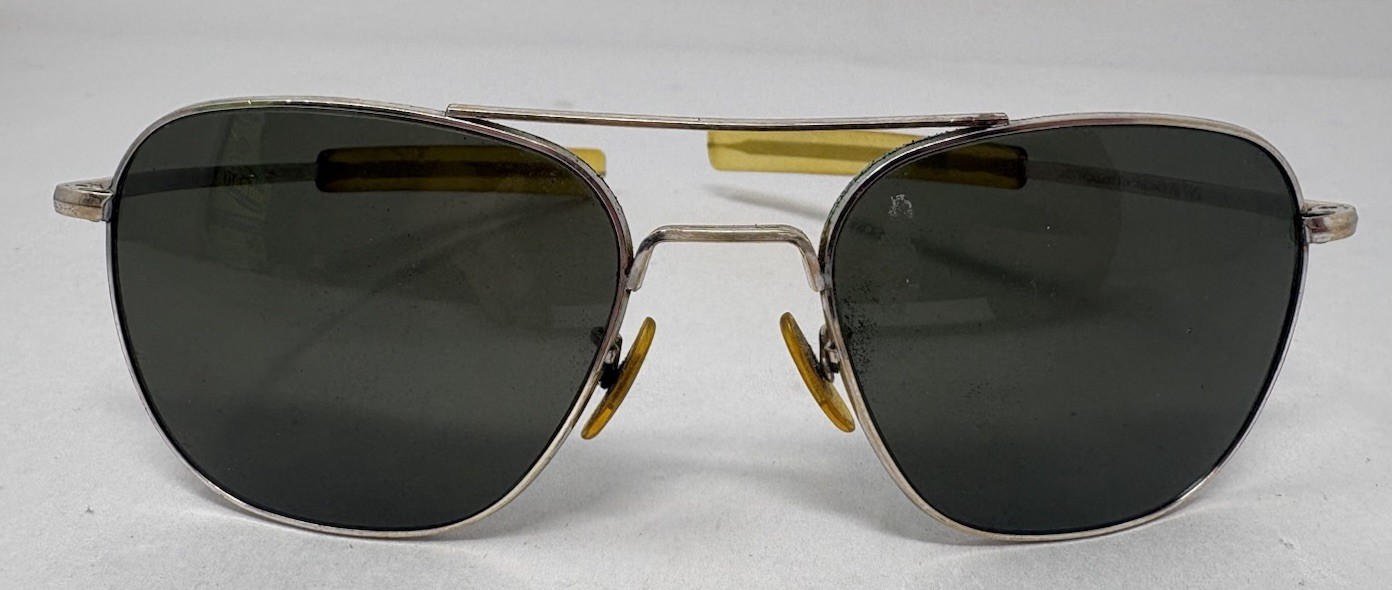Vintage Vietnam Era American Optical 12K GF 5 1/2 Aviator Sunglasses