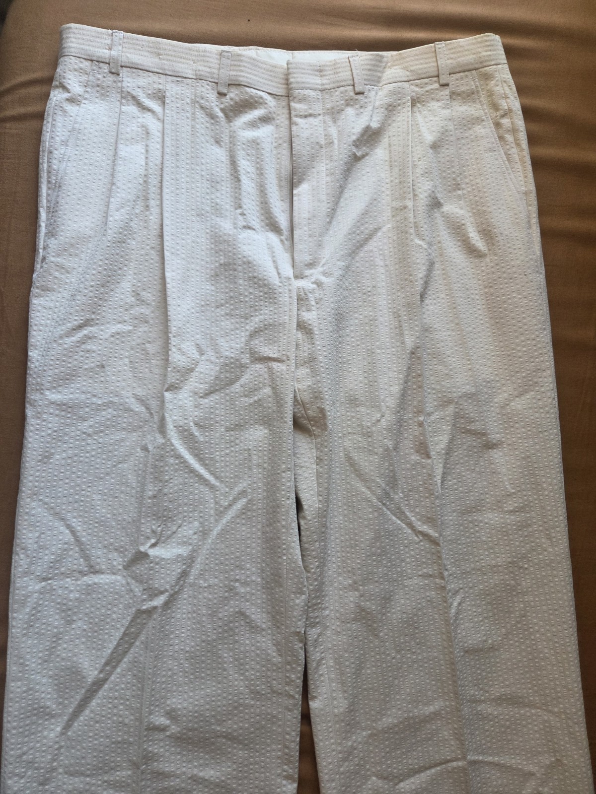 80s/90s Cream Pleated lightweight Seersucker Pants