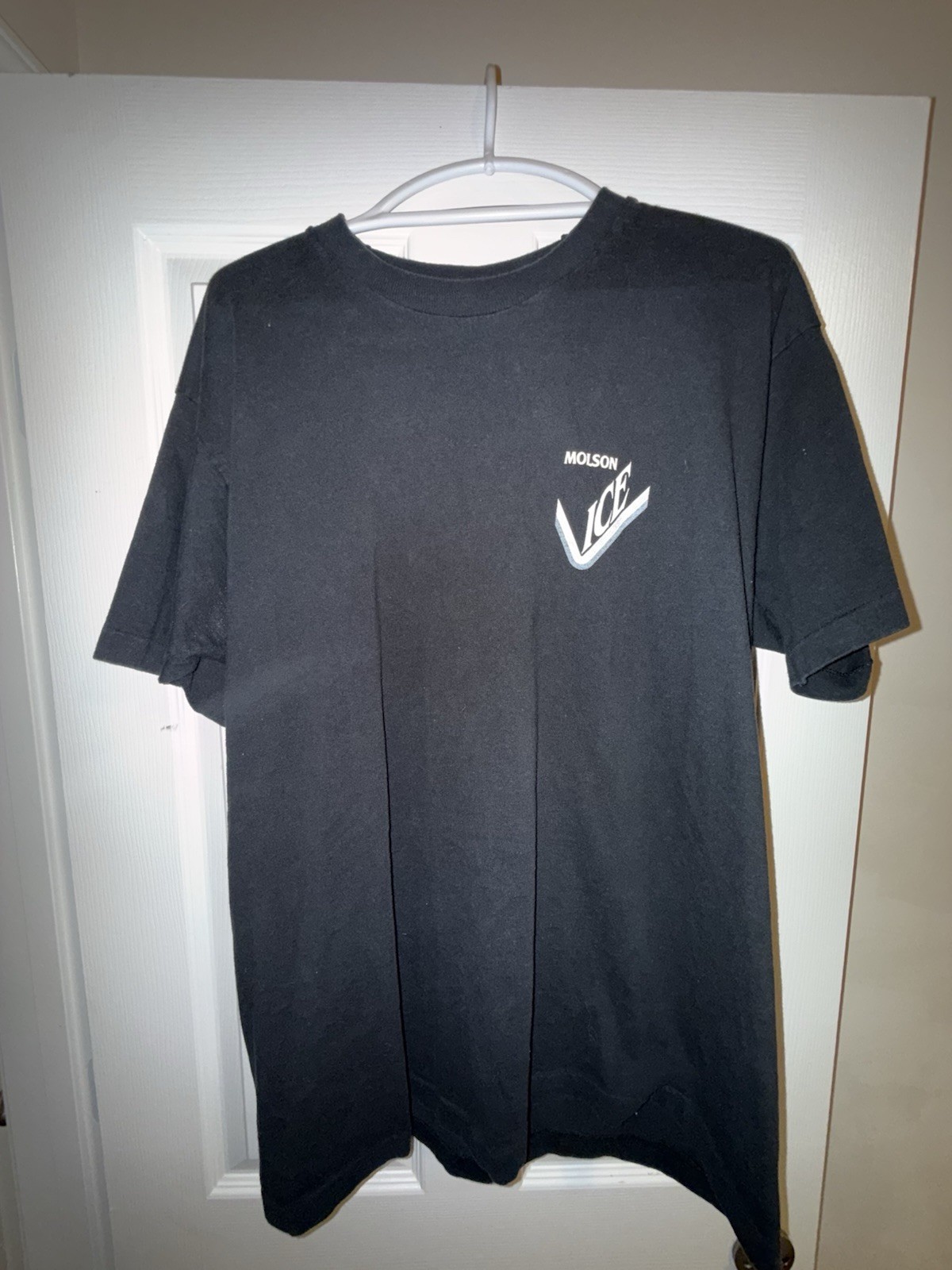 VINTAGE Molson Ice Who Needs Luck Graphic Tee Black XL 100% Cotton