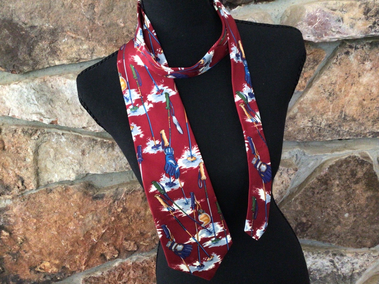Vintage Men’s Tie, CHAPS, Ralph Lauren, Skiing Design