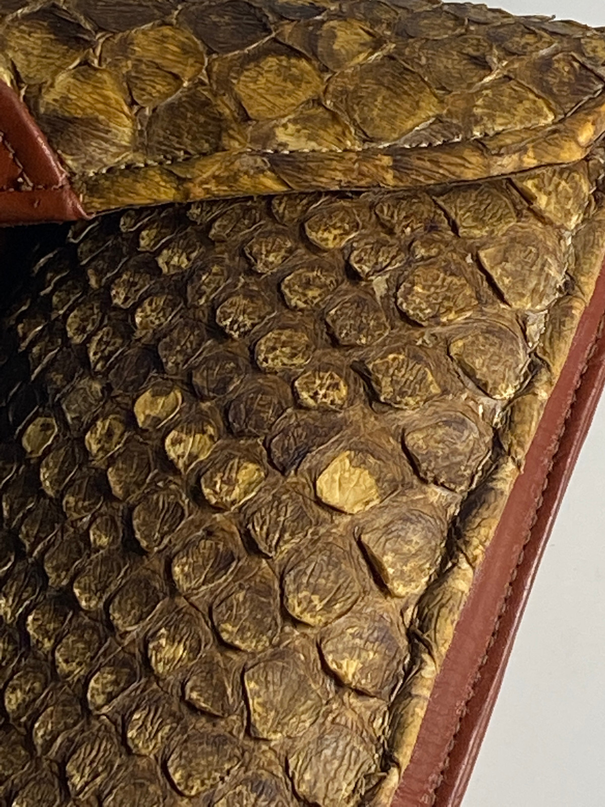 rattle snake clutch, vintage, genuine snakeskin leather, 1930’s-1940’s, hand bag