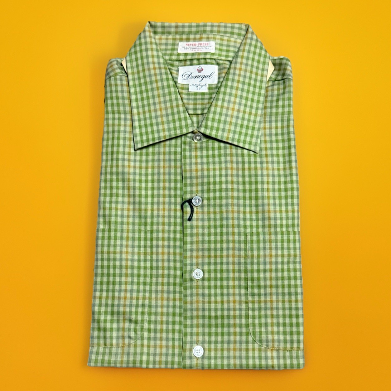 VINTAGE Donegal Fitzhugh Checkered Button Down Shirt Adult Size 35 17-17 1/2 NWT