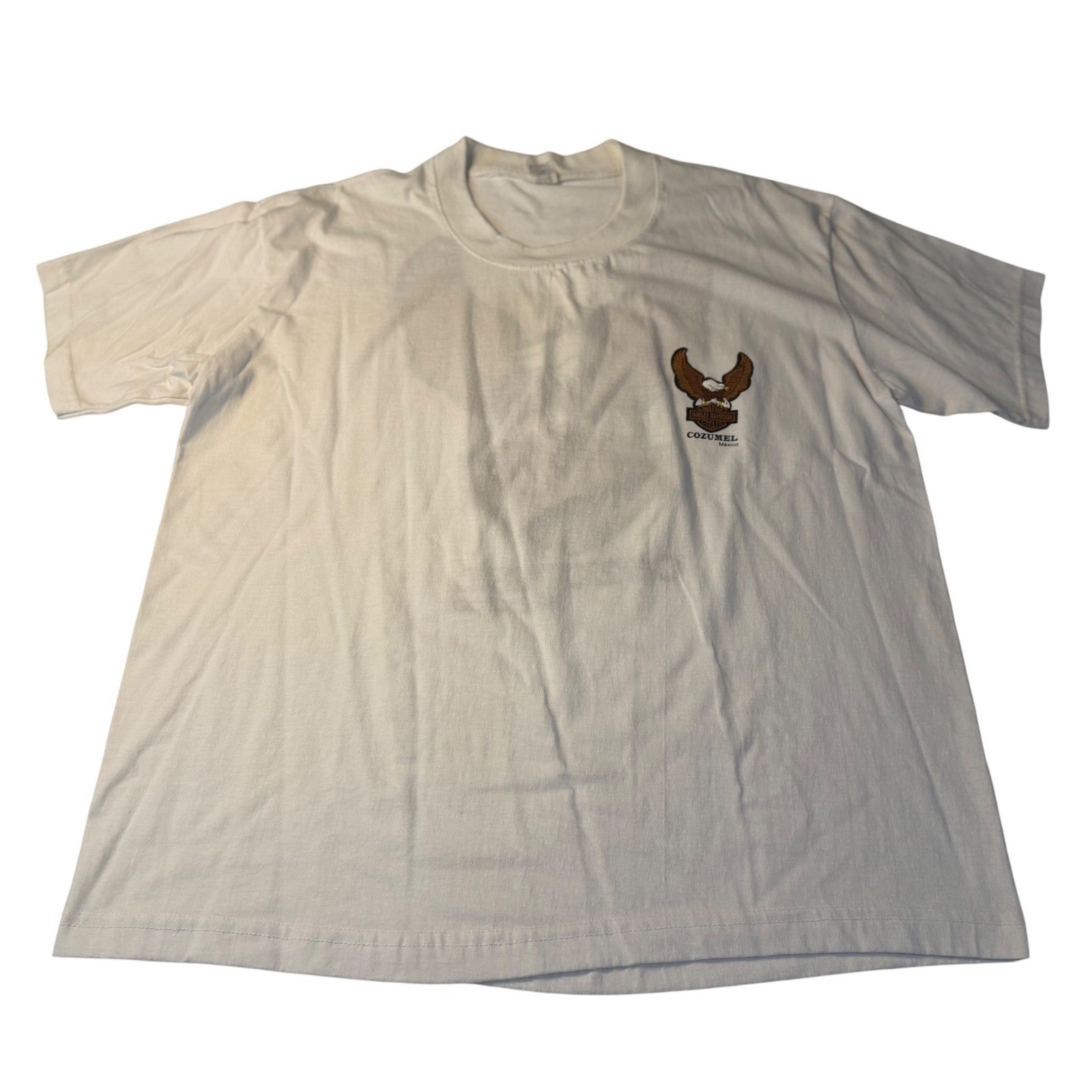 VTG Harley Davidson T-Shirt White Cozumel Mexico Eagle Graphic Distressed XL Men
