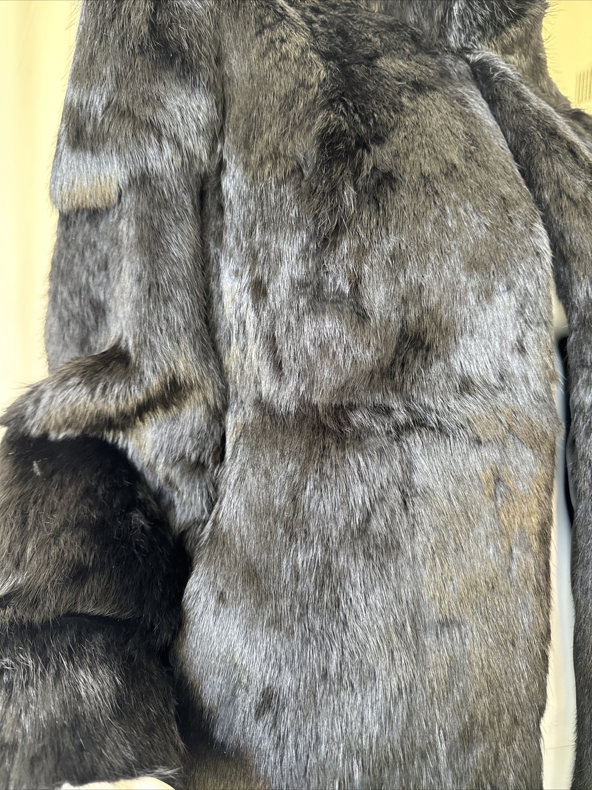 Vintage Black Dyed Rabbit Fur, 100% Genuine, Size S With Fox Tales