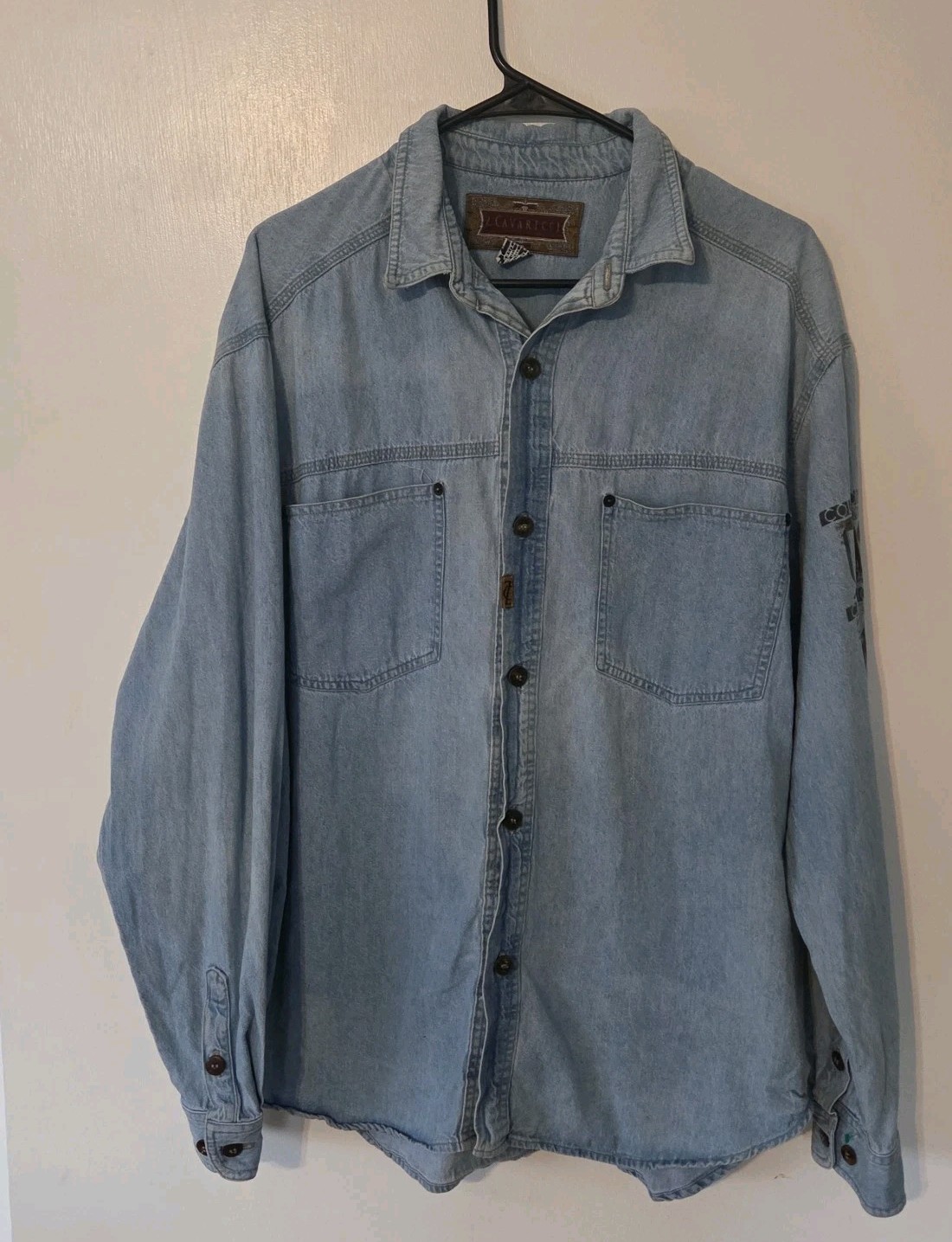 Men’s Vtg Z. Cavaricci Long Sleeve Button Front Shirt Mens Sz L Y2K arm Logo