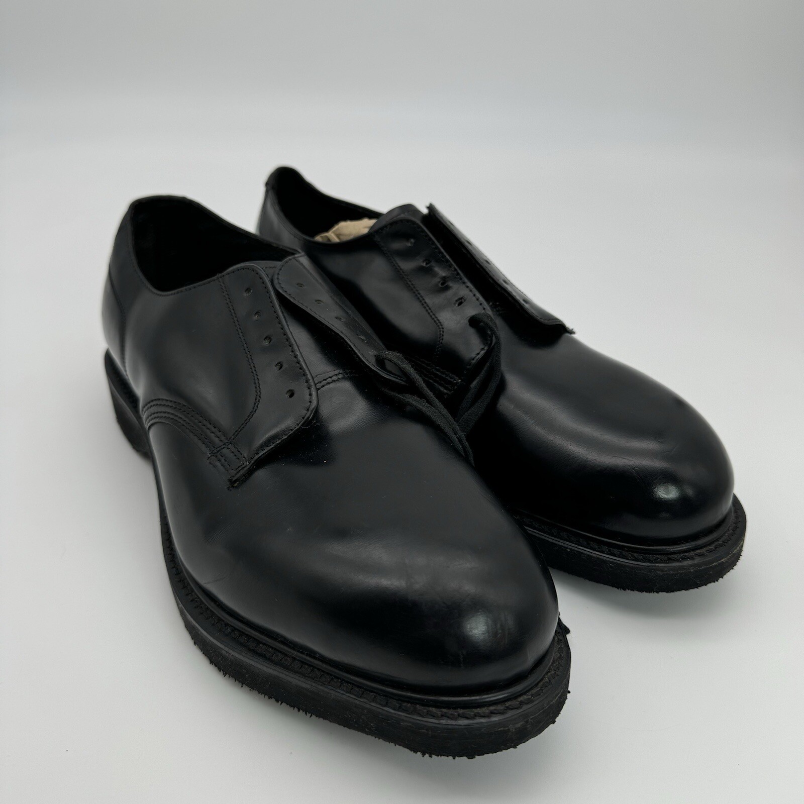 NOS VTG 60S 70S HY-TEST BLACK LEATHER OXFORD SAFETY SHOES MENS 11 D UNION MADE