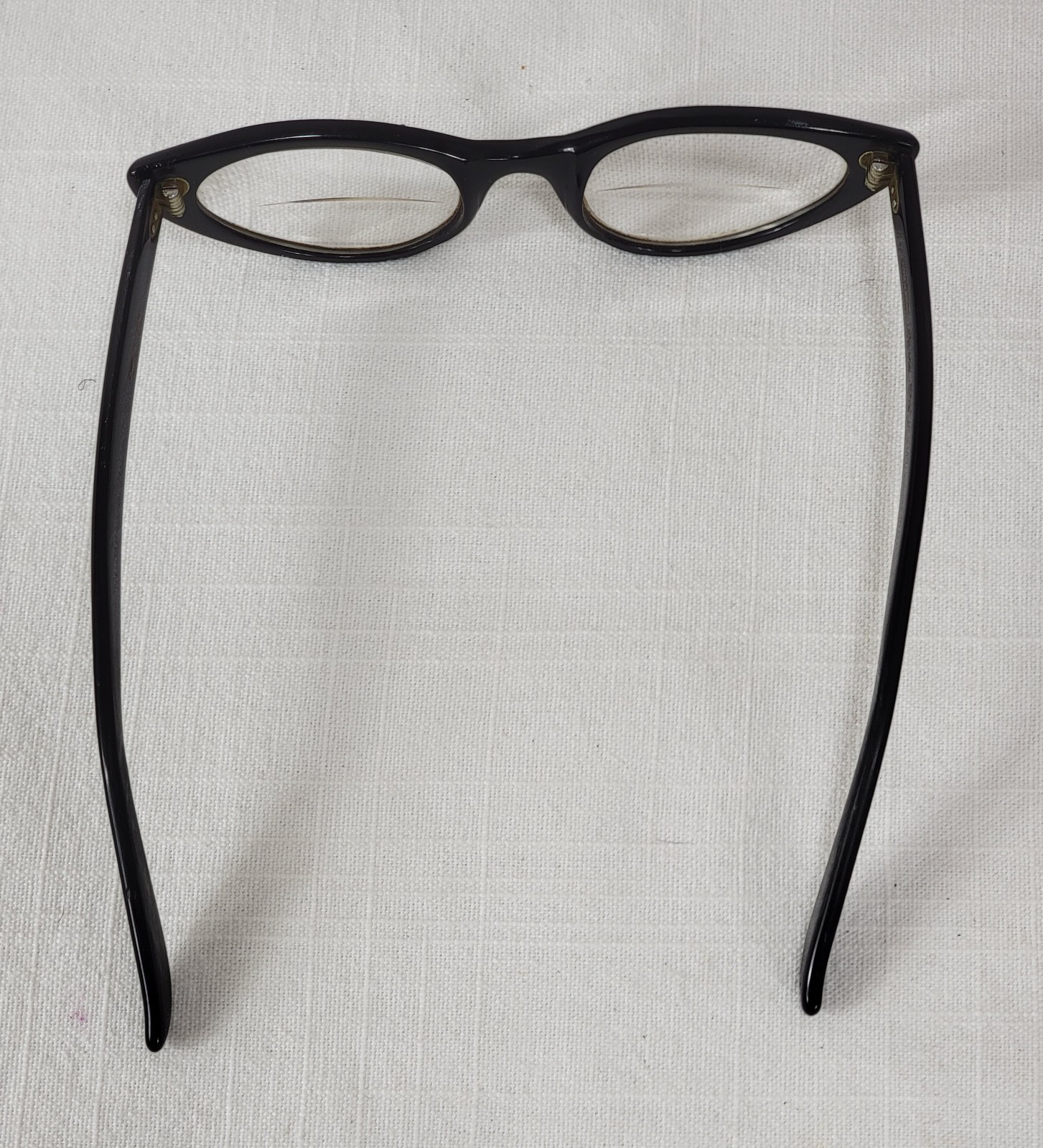 Vintage 1960s SAFILO Fedra Rhinestone Cat Eye Glasses Black Frame Italy 5 3/4″