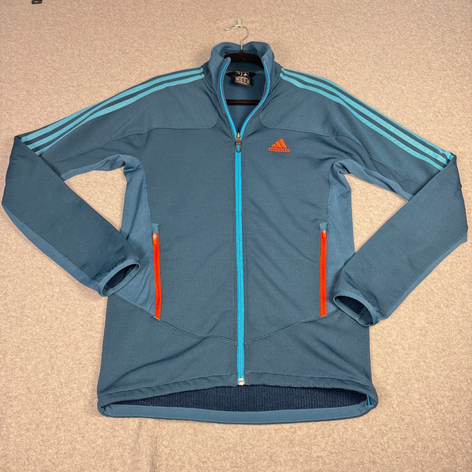 Adidas Terrex Swift Technical Grid Fleece Jacket Teal/Neon Orange Small Gorpcore