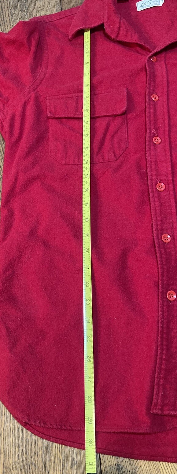 Vintage LL Bean Script Label Cotton Shirt Red Made In USA -15 1/2