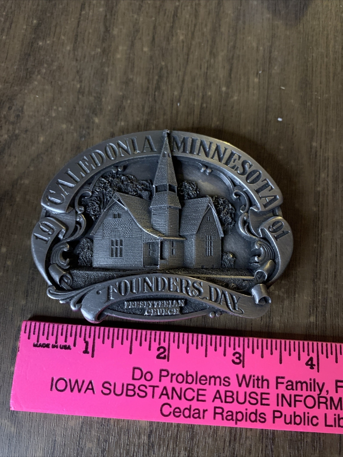 1991 Caledonia, MN Founders Day – Belt Buckle – Presbyterian Church