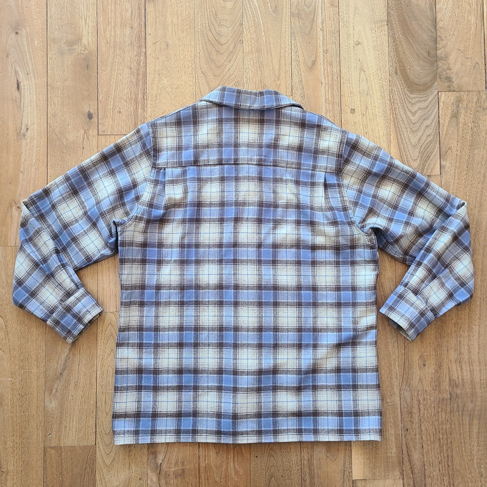 Vintage 50’s gray, blue and brown plaid shacket/shirt from Town & Country 60’s