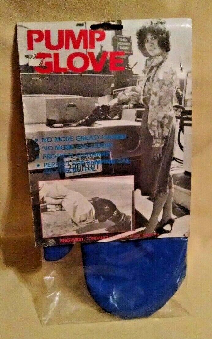 GAS PUMP GLOVE NOS ENERWEST VINTAGE BLUE OIL CHANGE PROTECT CLOTHING HANDS MCM.