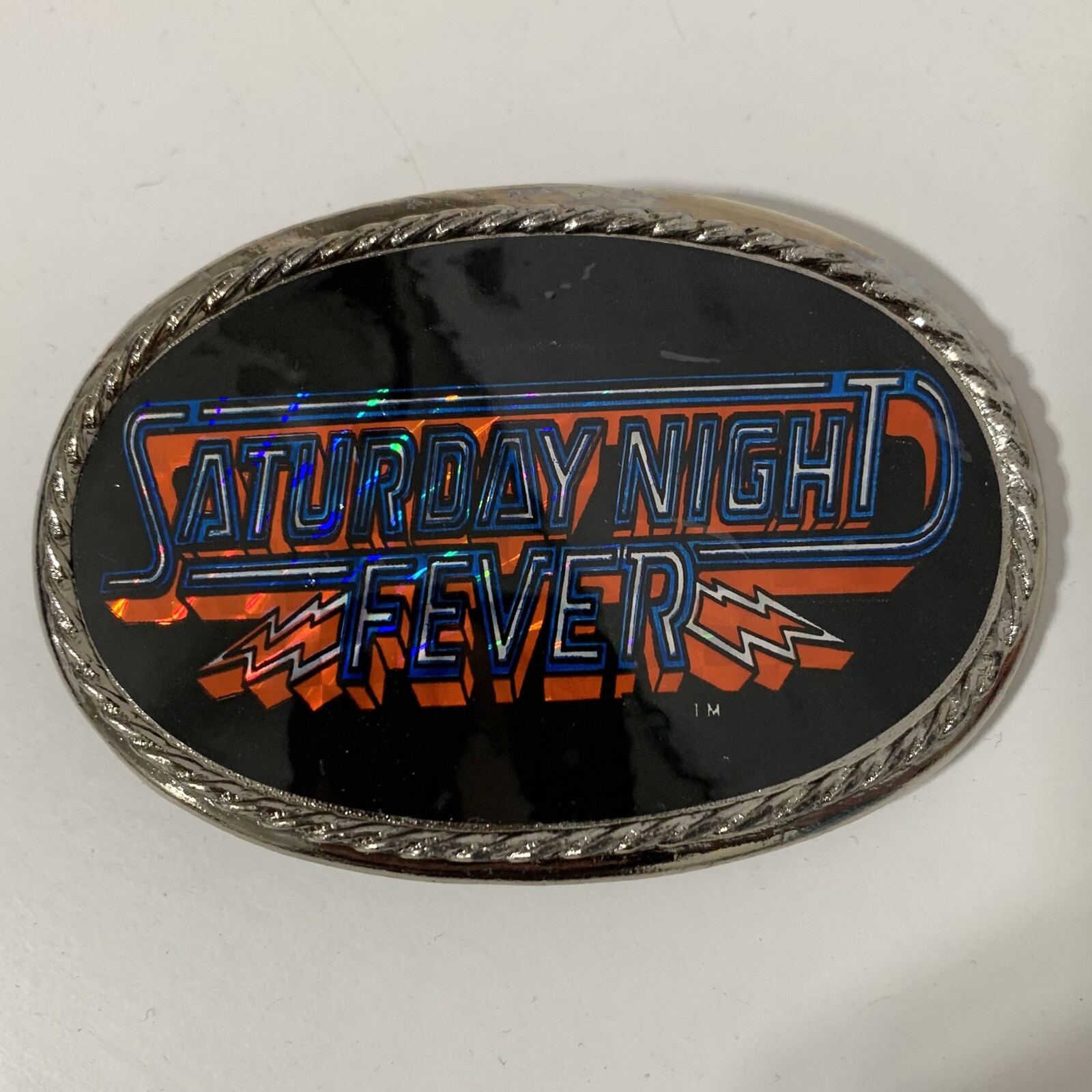 Vintage 70s Saturday Night Fever Holographic Belt Buckle Paramount Pictures 1977