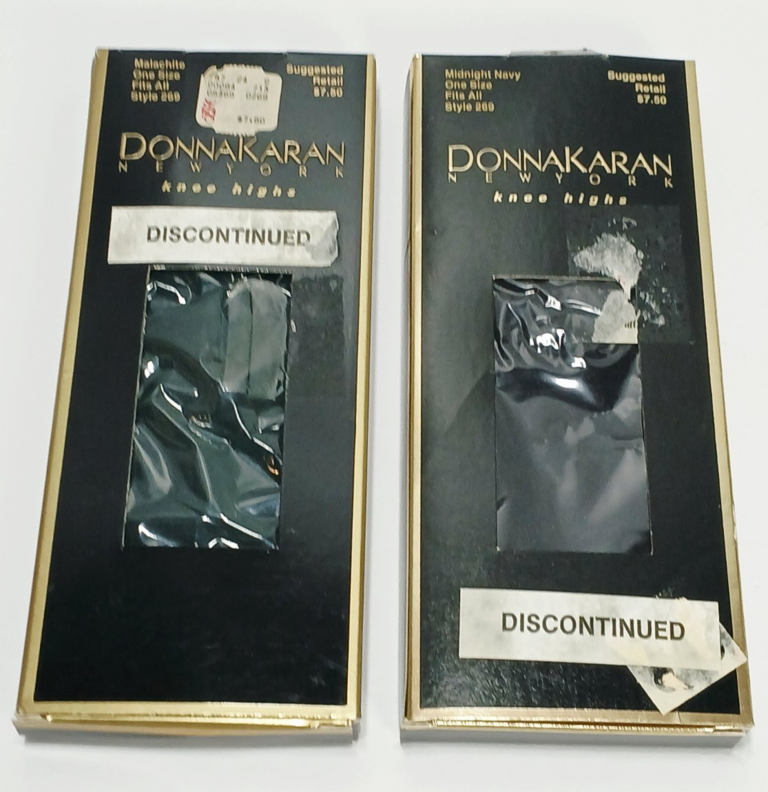 2 NEW Pairs- Donna Karen Nylon Knee Highs – Midnight Navy & Malachite -Fits all