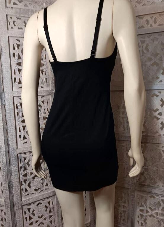 Vintage Sears Black Firm Control Body Shaper Slip with Lace Trim Bust Size 36C