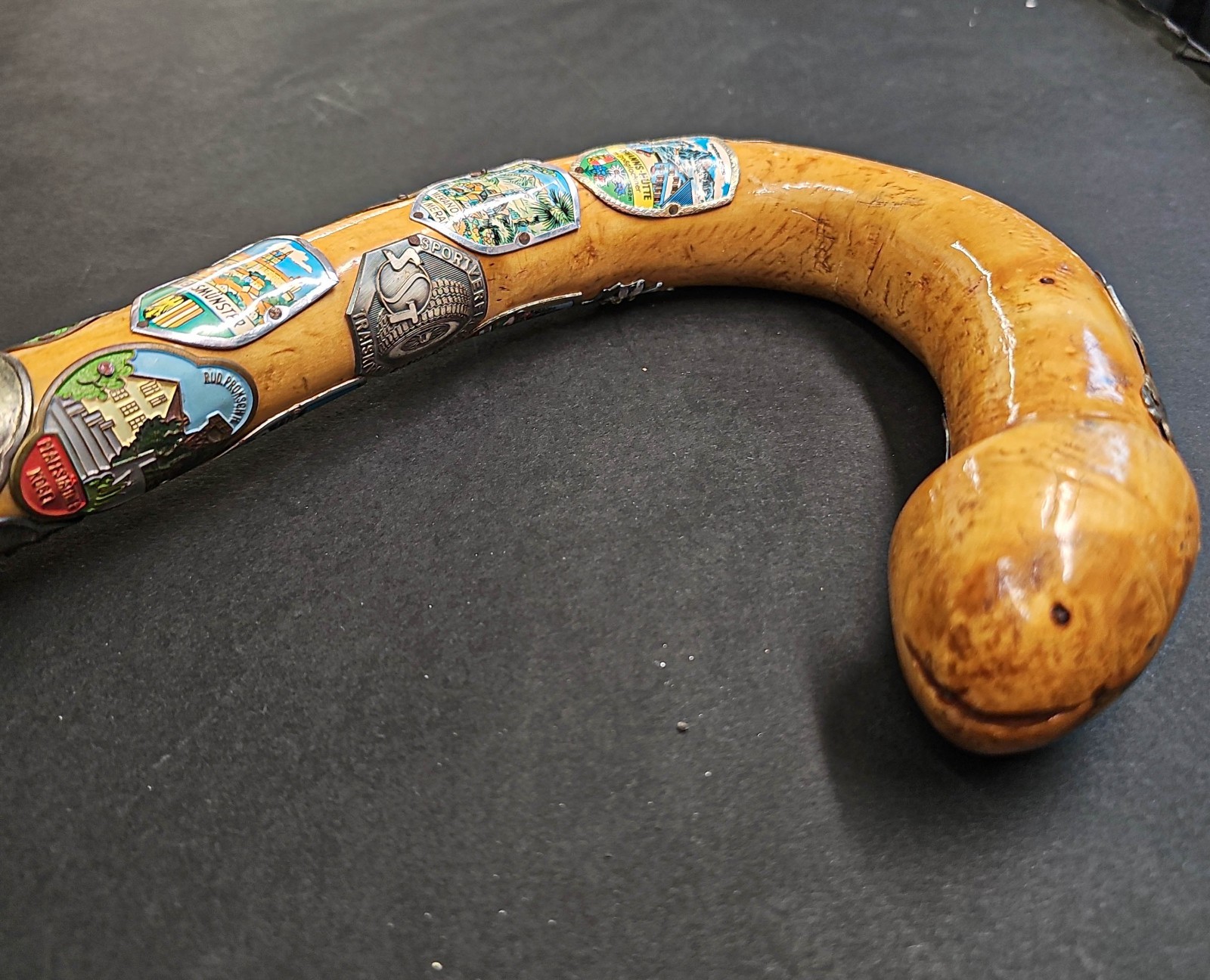 Vintage Unusual Walking Stick 44 x badge