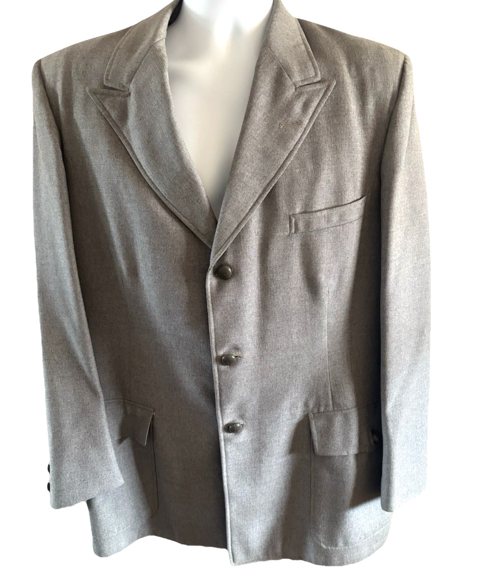 Vtg H Bar C Ranchwear Blazer Suit Jacket Men’s 44″ Chest Western Gray California