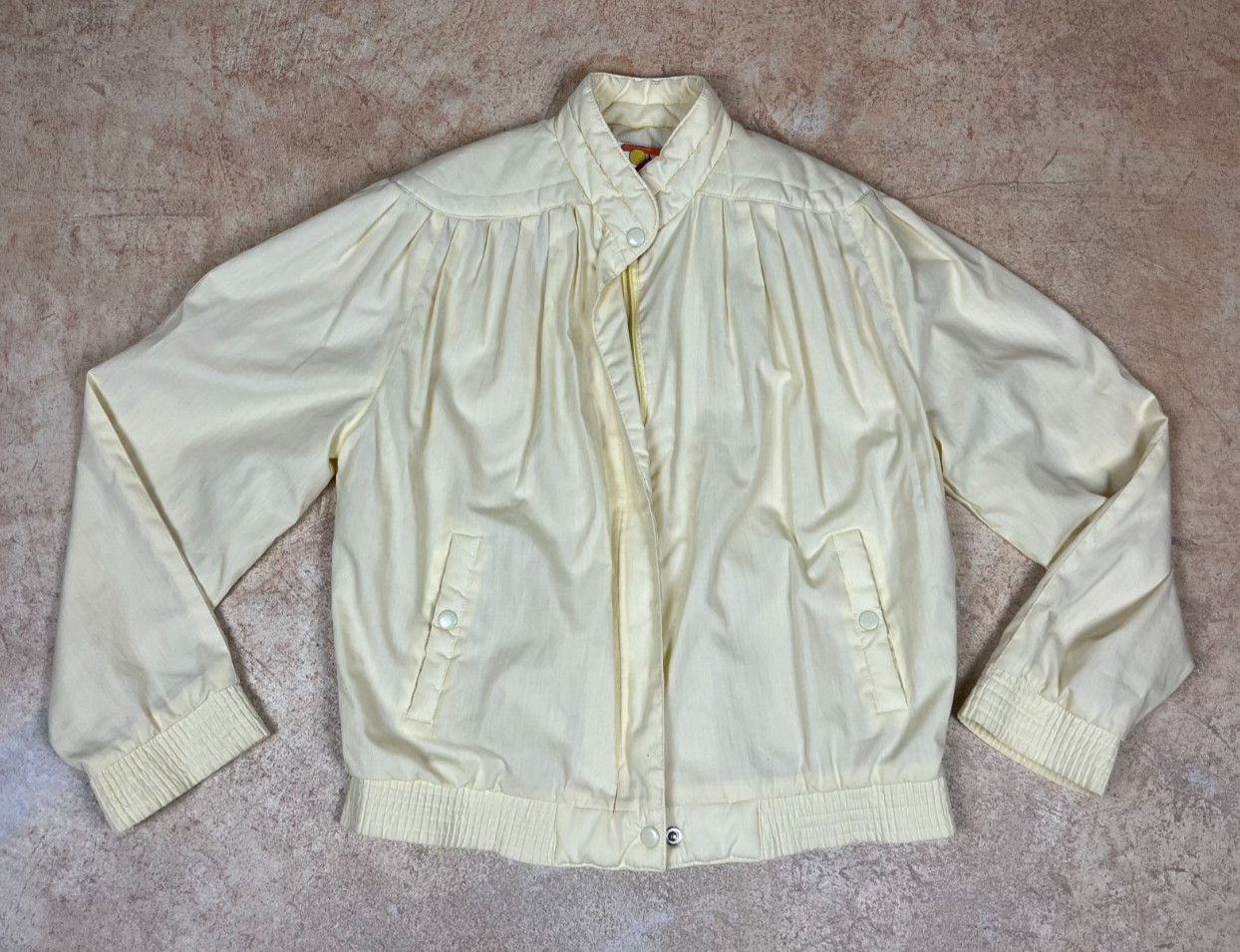 Vintage 80’s Crosswinds Pale Yellow Lightweight Windbreaker Full Zip Jacket