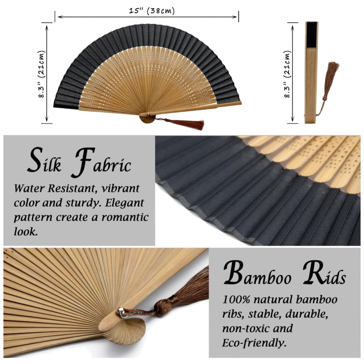 Hand Fan for Hot Flashes – Elegant Silk Bamboo Foldable Fan