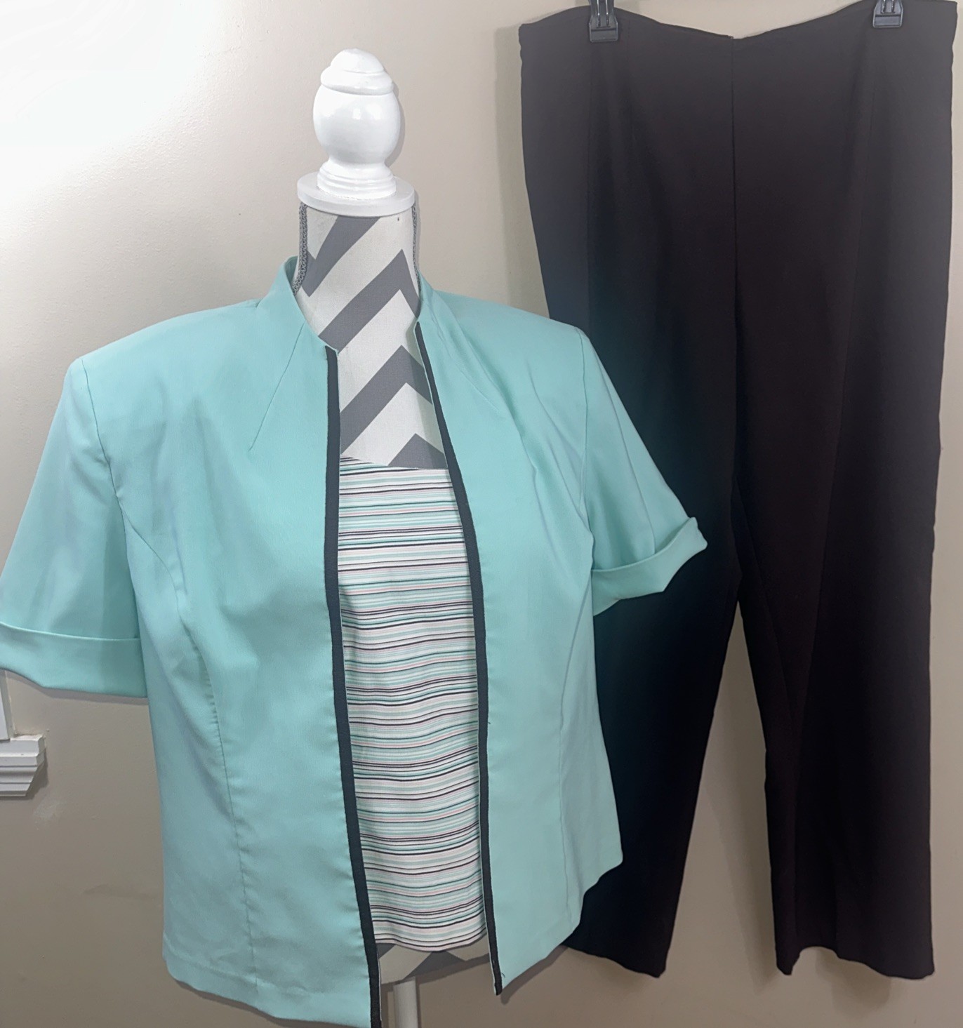 Vtg 3 Piece Sheri Martin New York Women Pant suit sz 16 Y2K 90’s Mint Blues Been