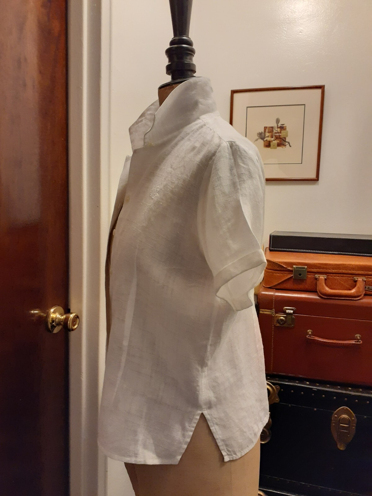 Vintage Women’s S/S White Cotton Blouse Lauren Brand – See Measurements for Size