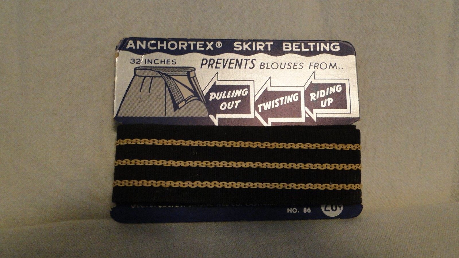 Vintage ANCHORTEX SKIRT BELTING 32 Inches on Original Cardboard