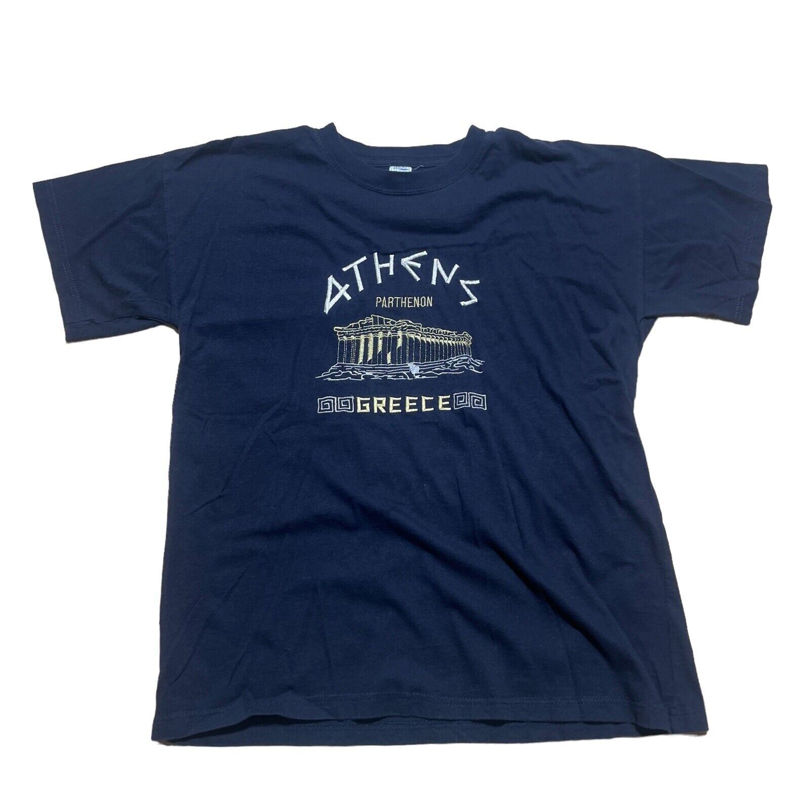 Vintage Athens Greece Parthenon Olympia Black Shirt Size Medium Olimpus