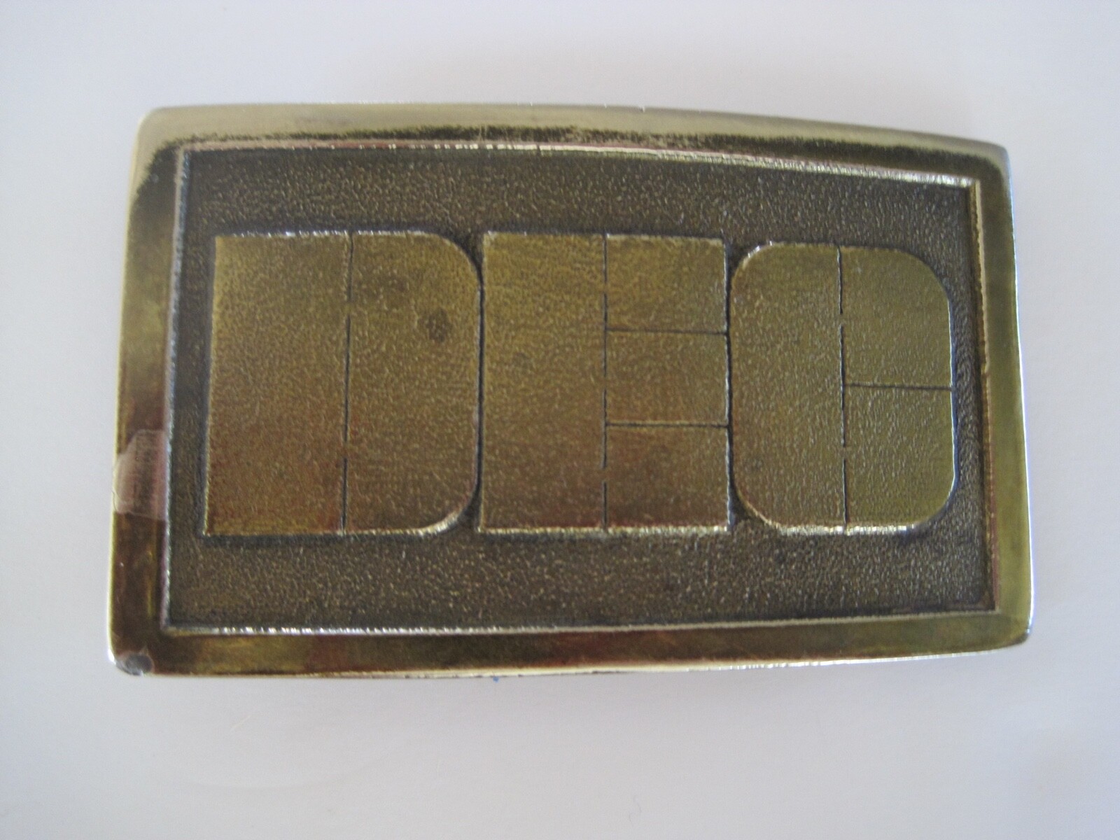DEC Brass Adezy Belt Buckle Denver 3.5″ x 2″ Advertising