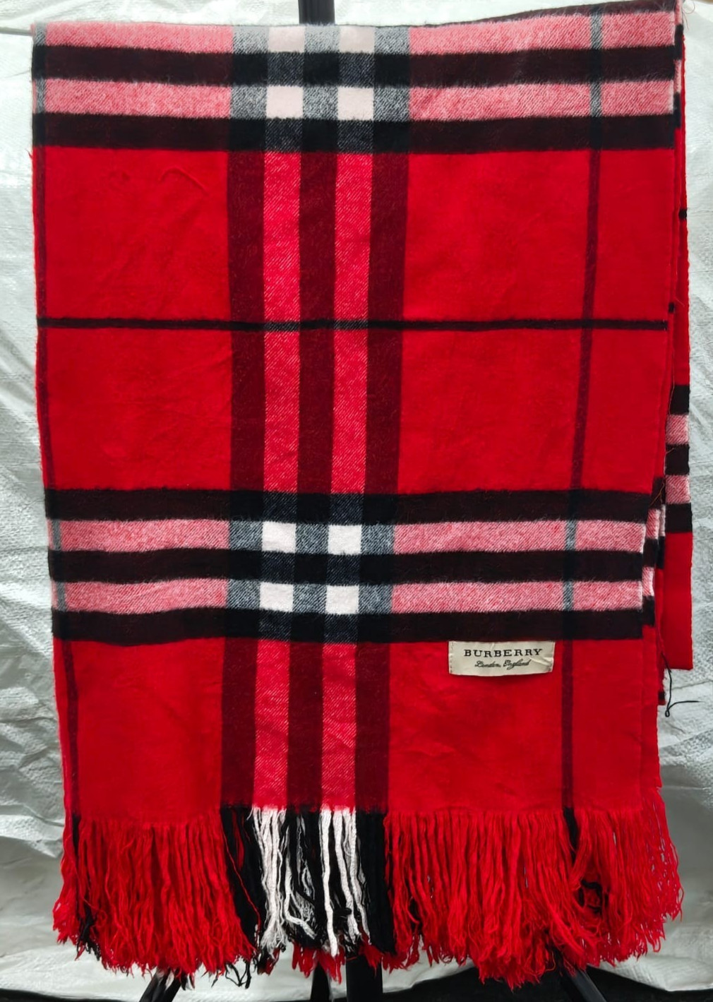 Burberry London Scarf Classic Check Shawl Wrap Vintage Plaid Made In Scotland