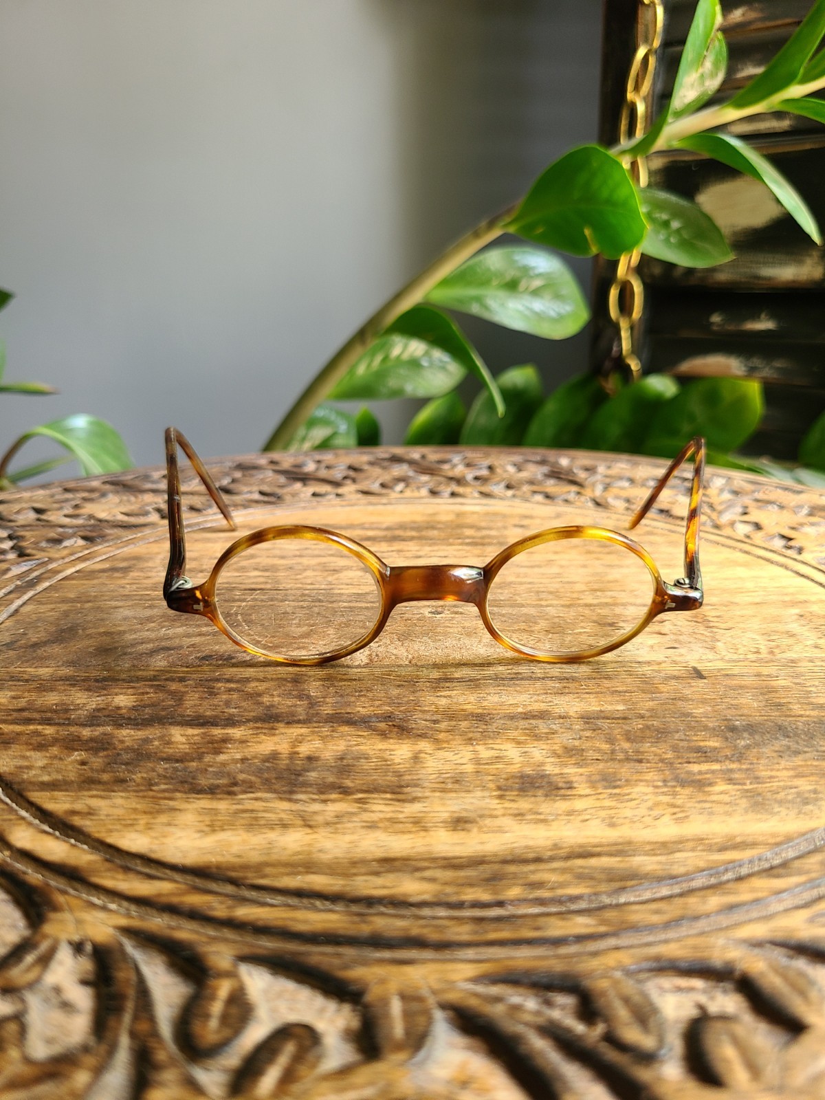 Antique Tortoise Shell Round Reading Spectacles Victorian Eyeglasses Edwardian