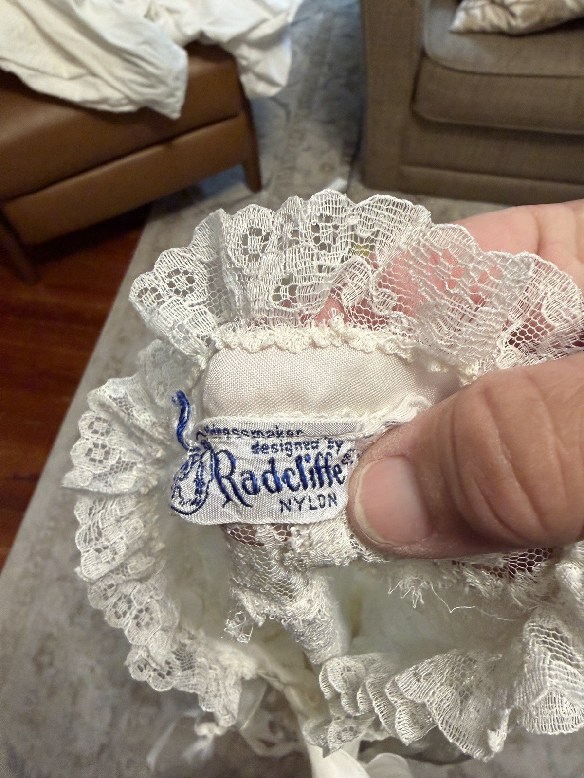 Vintage Radcliffe Dressing Gown Robe White Lace Long Large