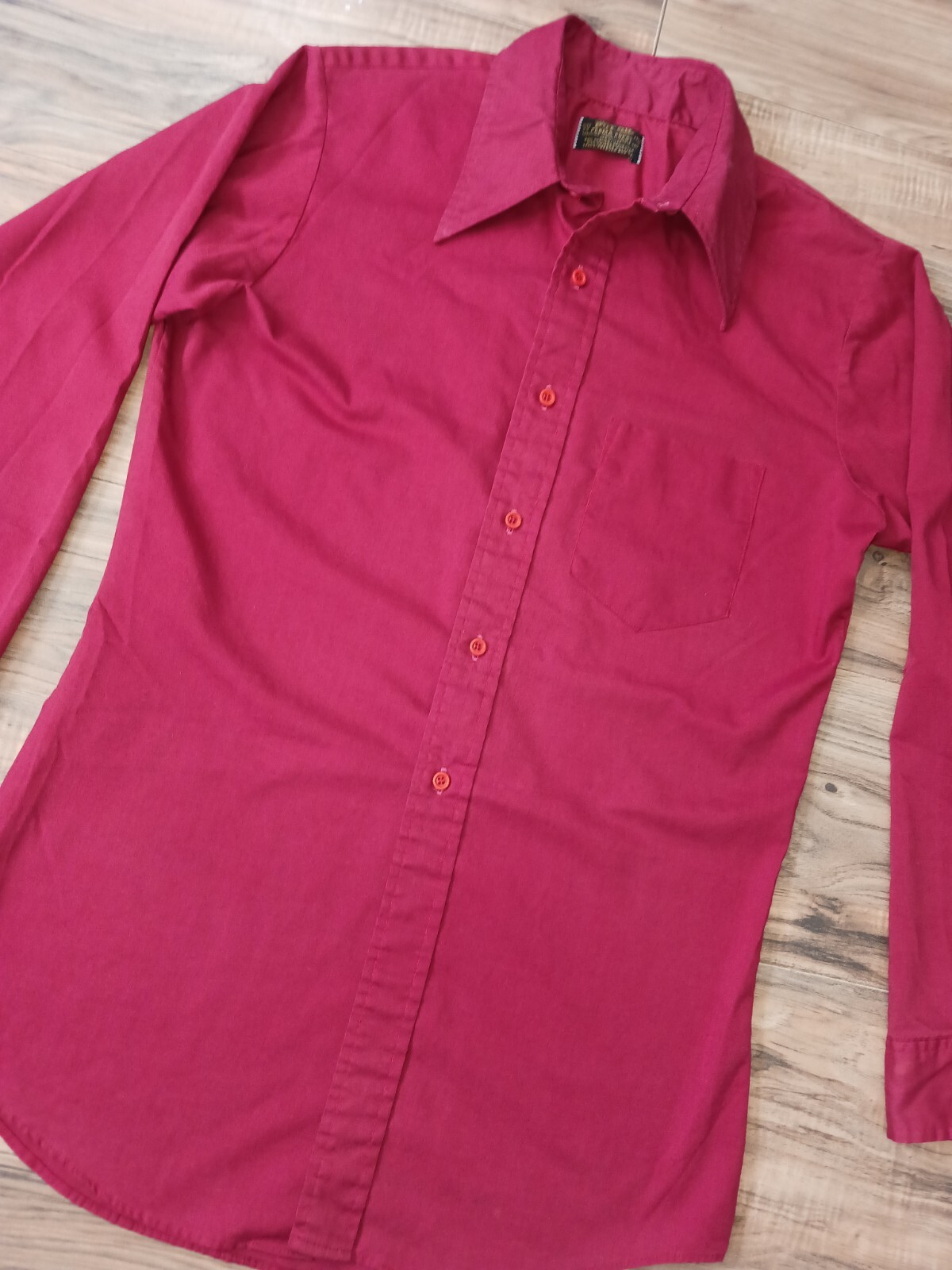 Sears Put On Shop Vintage Perma Prest Mens Button Up Shirt Sz 22 Red