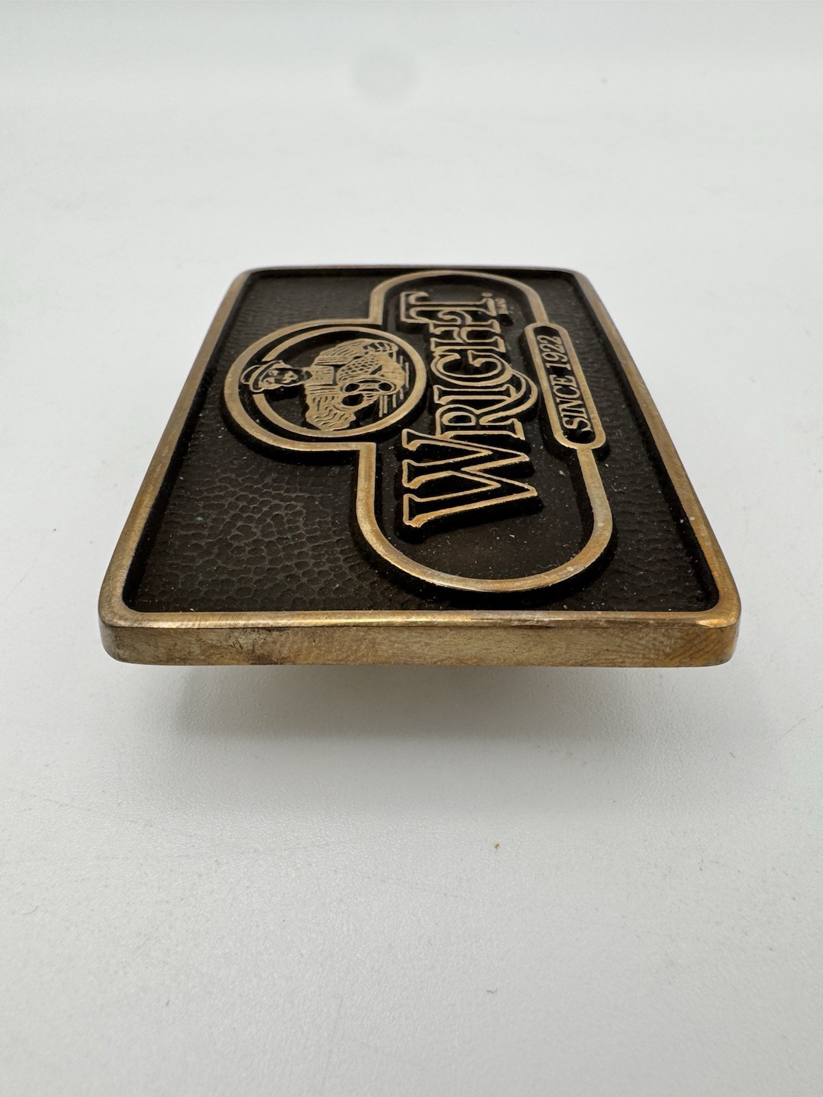 Vintage Wright Brand Brass Belt Buckle 75th Anniversary 1922-1997 Anacortes