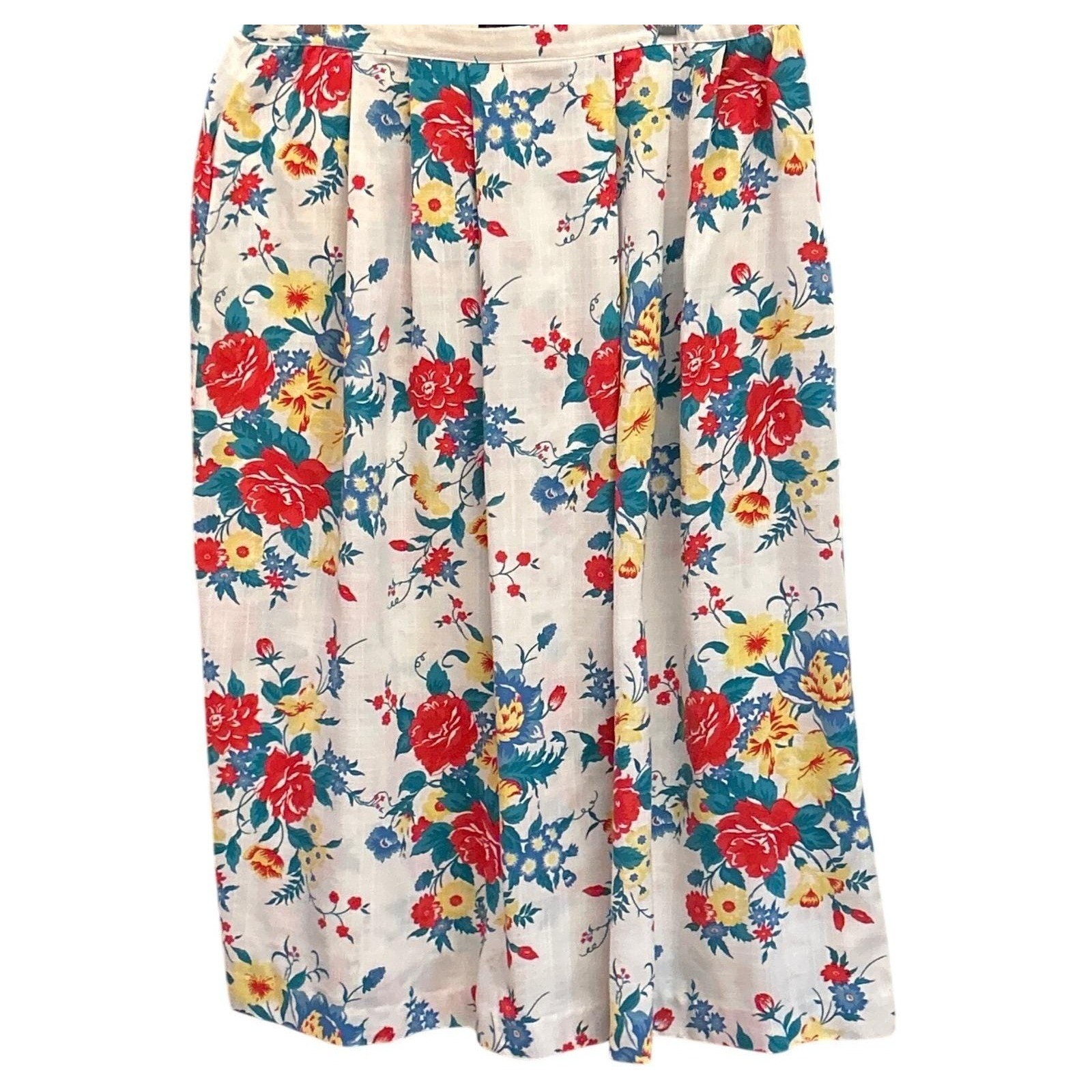 Vintage 90s Southern Lady Romantic Floral Midi Skirt Cottagecore Grandmacore