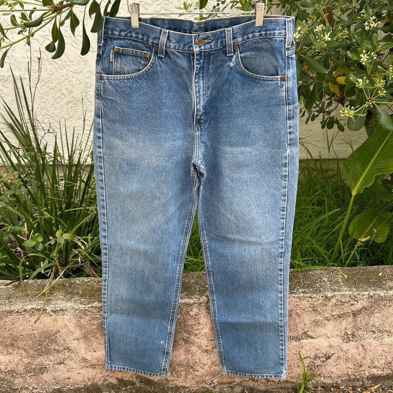 Vintage 90s Carhartt Made in Mexico Blue Jeans 34×31 Relaxed Fit Stonewash Denim