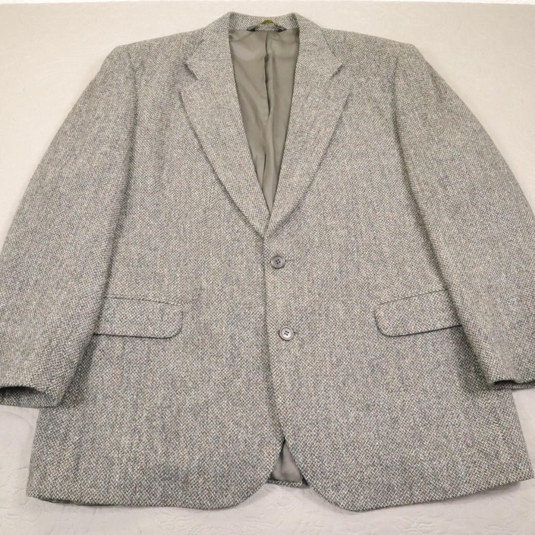 Harris Tweed Executive Collection Blazer Sport Coat Mens 46 Gray Wool Jacket