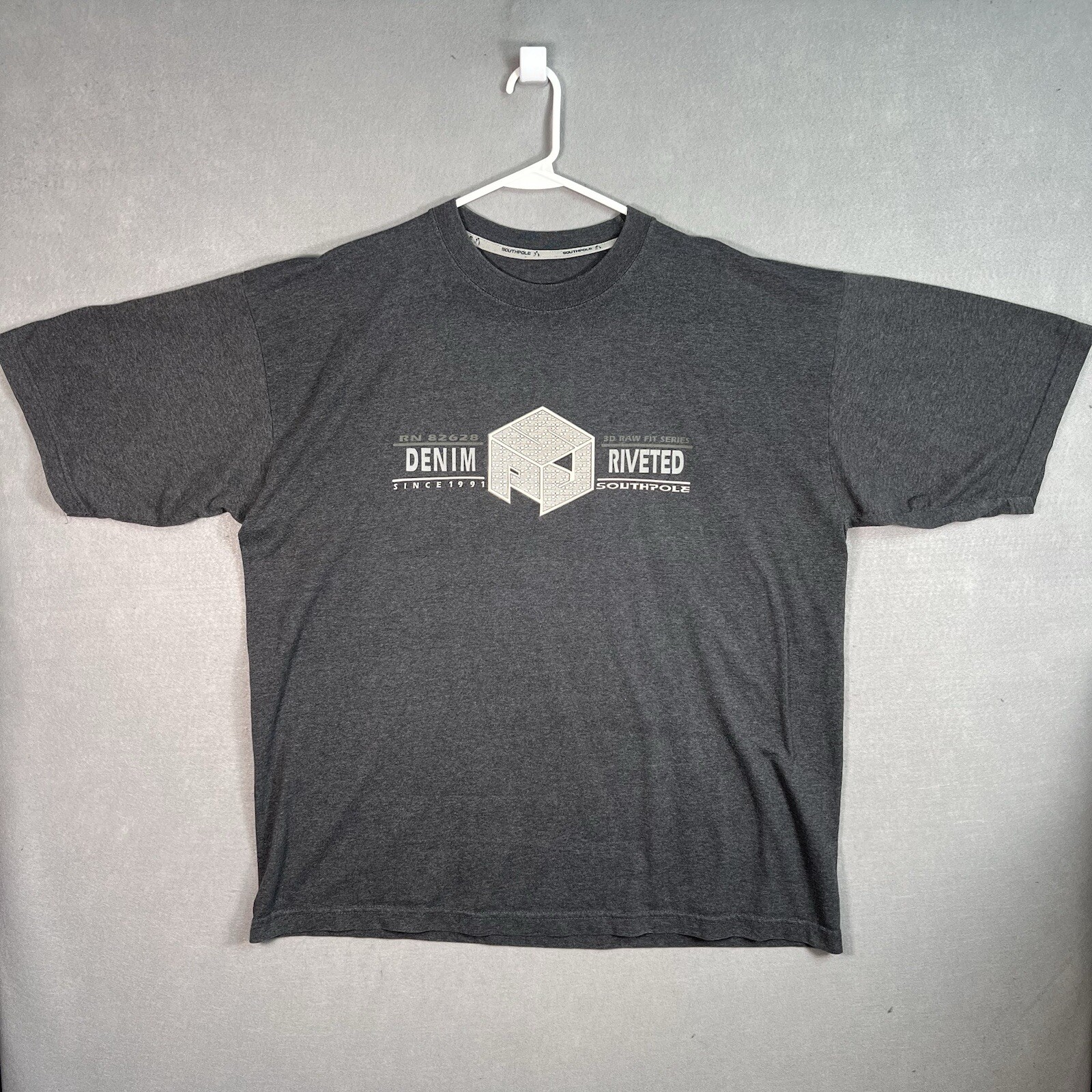 Vintage Y2K Southpole Denim Riveted T Shirt Adult 2XL XXL Dark Gray Mens